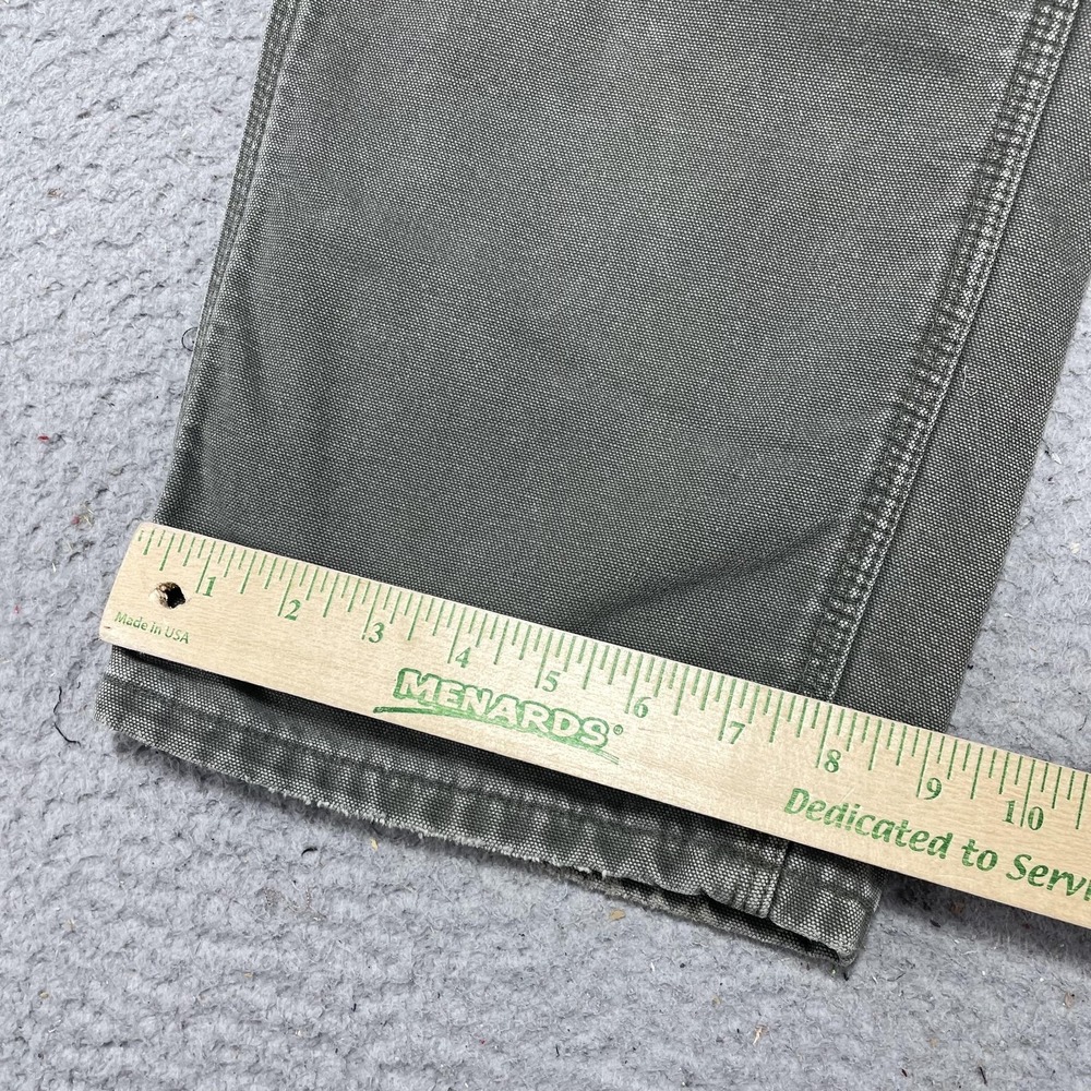 Carhartt Pants Mens 30x30 Green Flannel Lined Canvas Carpenter Relaxed Workwear - Picture 4 of 14